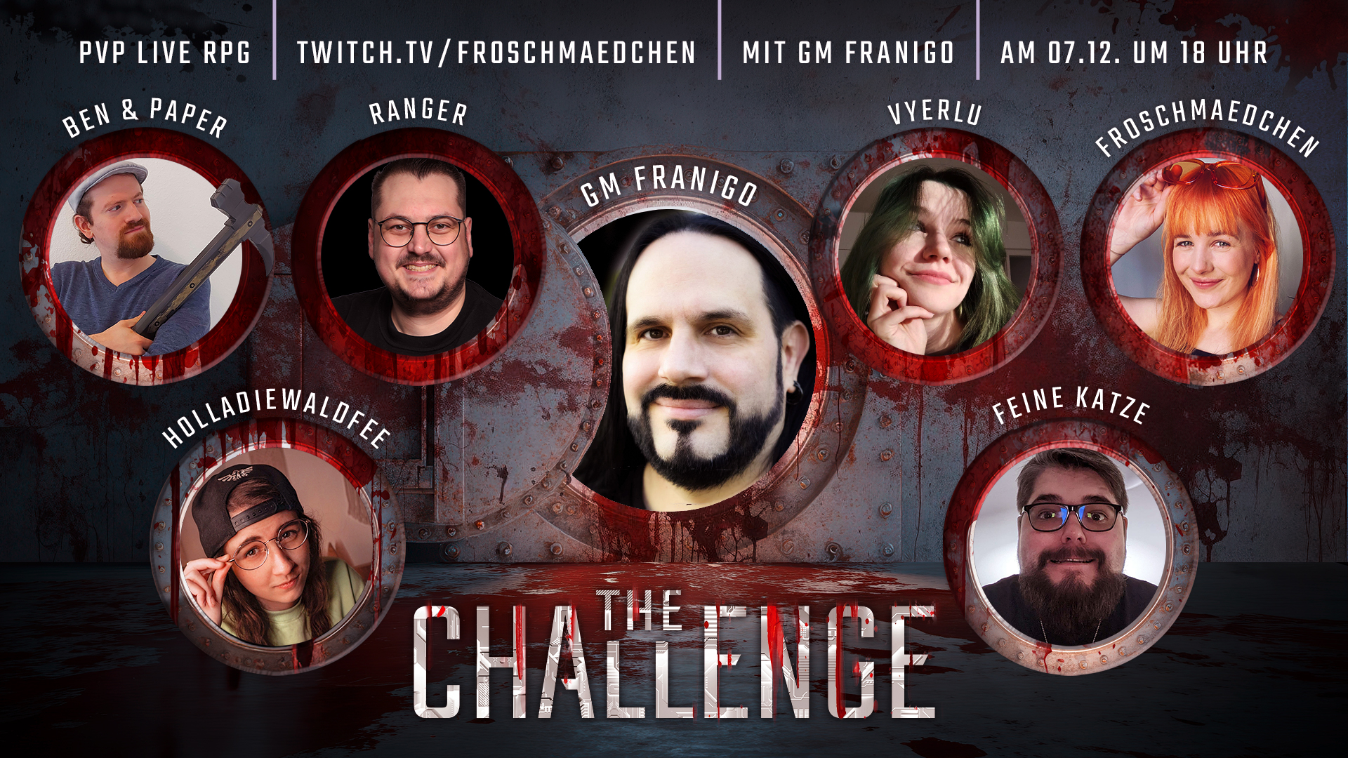 Flyer für The Challenge mit Portraits der Gruppe